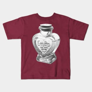 Sepia Alchemy Love elixir potion - monochrome heart bottle Kids T-Shirt